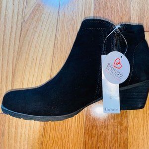 BLONDO BOOTS B6708 Valli 2.0 Black Suede Waterproof Zip Ankle Booties Size 8.5